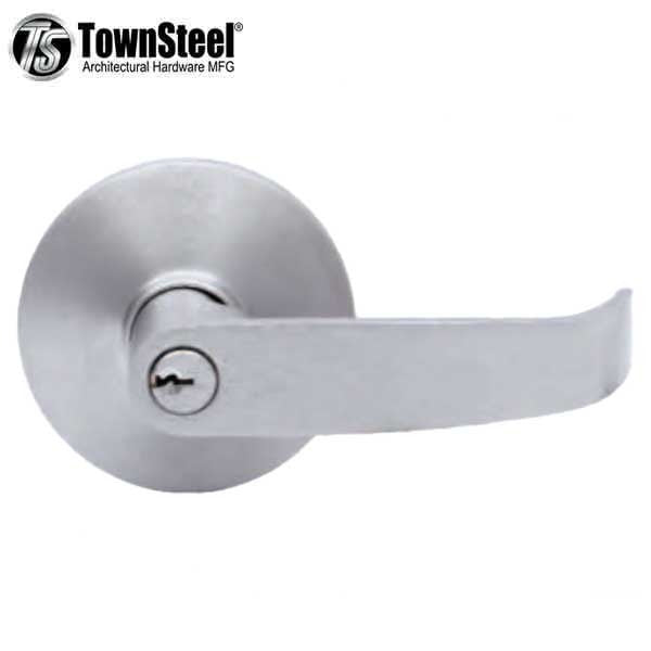 TownSteel - ED8900LQ - Sectional Lever Trim - Storeroom - Nightlatch - LQ Curved Lever - Non-Handed - 6-Pin Schlage Keyway - Compatible with Concealed V/R Exit Device - Satin Chrome - Grade 1