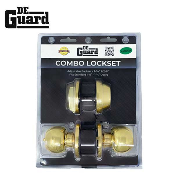 Premium Combo Lockset - Polished Brass - Entrance - Retail Packaging - KW1/SC1 - Grade 3