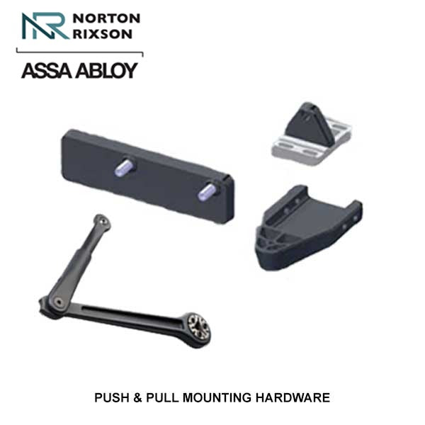 Norton - 5845 - Regenerative Door Operator ADAEZ PRO COMPLETE Kit - Push & Pull Mounting - Square Buttons - Satin Aluminum - Grade 1