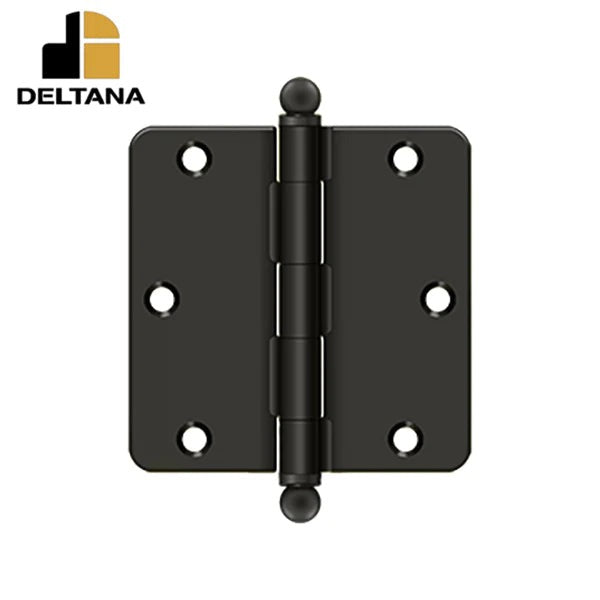 Deltana - 3-1/2" x 3-1/2" x 1/4" Radius Hinge - w/ Ball Tips - Optional Finish