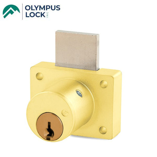Olympus - 800S - Cabinet Drawer Deadbolt Lock - S Series Schlage C Keyway - Optional Cylinder Length - Polished Brass - Optional Keying - Grade 1