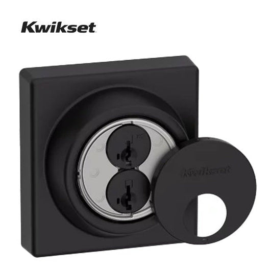 Kwikset - 816 - Key Control Contemporary Deadbolt - Single Cylinder - Square Rose - 514 - Matte Black - SmartKey Technology - Grade 2