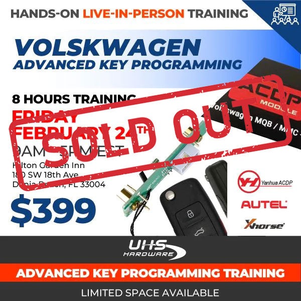 Hands-On Live In-Person Training - BMW & VW Advanced Key Programming - 2 Day Course - Optional Single Day (Feb 24th and 25th, 9AM to 5PM EST - Hollywood, Florida)