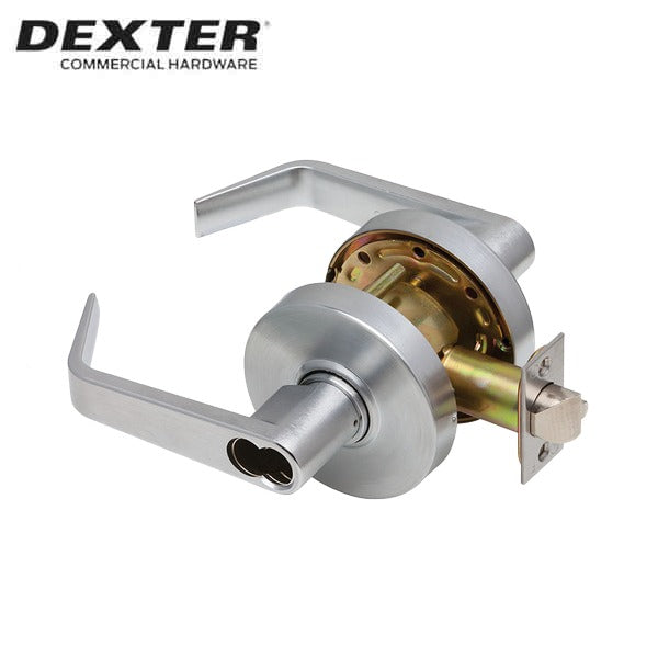 Dexter C2000 - Commercial Lever Set Handle - 2-3/4” Backset - Storeroom - SFIC Less Core - Satin Chrome - Grade 2