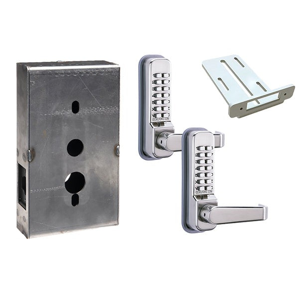 CodeLocks - CL415 Gate Box Kit - Mechanical Lock - Medium Duty - Tubular Latch Bolt Gate Box Kit - Double Sided - Passage Function - Stainless Steel
