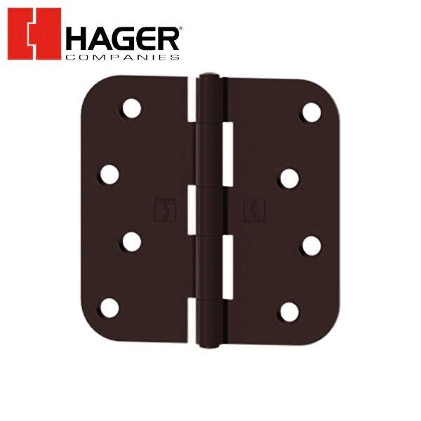 Hager - RC1846 - 5-Knuckle - Round Corner 5/8" Radius - Plain Bearing - Rivet Pin With Fasteners - 4" x 4" - Optional Finish