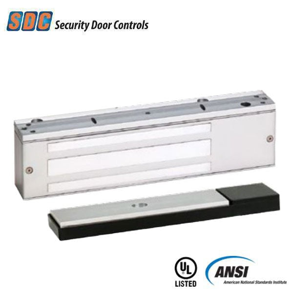 SDC - 1581DEV - Single Slave Magnetic Lock - Delayed Egress - Surface Mount - 650lbs - 12/24VDC - Aluminum - Fire rated - Grade 1