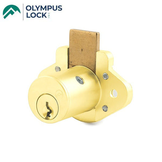 Olympus - N078 - N Series Deadbolt Door & Drawer Cabinet/Furniture Locks - Optional Cylinder Length - Polished Brass - Optional Keying - Optional Handing