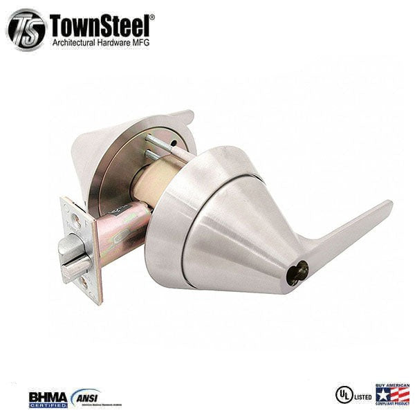 TownSteel - TRX-L - Ligature Resistant Cylindrical Lockset - Heavy Duty - Storeroom - SFIC - Fire Rated - Stainless Steel - Grade 1