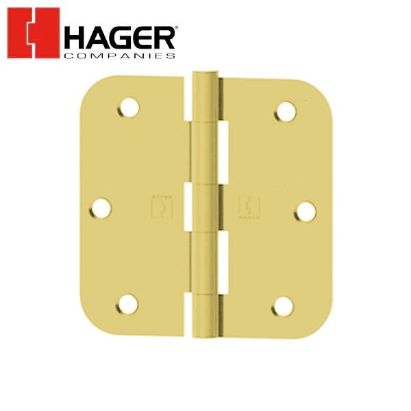 Hager - RC1841 - 5-Knuckle - Round Corner 5/8" Radius - Plain Bearing With Fasteners - 3.5" x 3.5" - Optional Finish