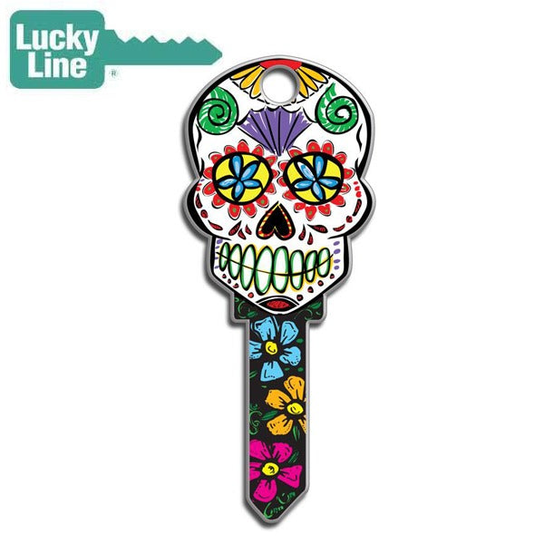 LuckyLine - B136K - Key Shapes - Sugar Skull - Kwikset - KW1 - 5 Pack