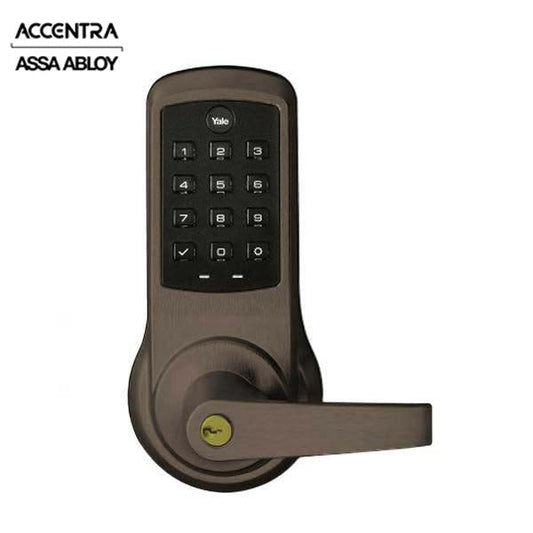 Accentra (Formerly Yale) - NTB612 - Electronic Cylindrical Lever Set - w/ Push Button Keypad - Keypad Only No Radio - Schlage C Keyway - Dark Oxidized Bronze Equivalent - w/ Key Override - Grade 1