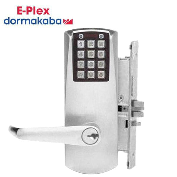 E-Plex - E2067XS - Electronic Pushbutton Mortise Deadbolt Lever Set - Schlage 'C' - 23⁄4" Backset - Satin Chrome - Grade 1