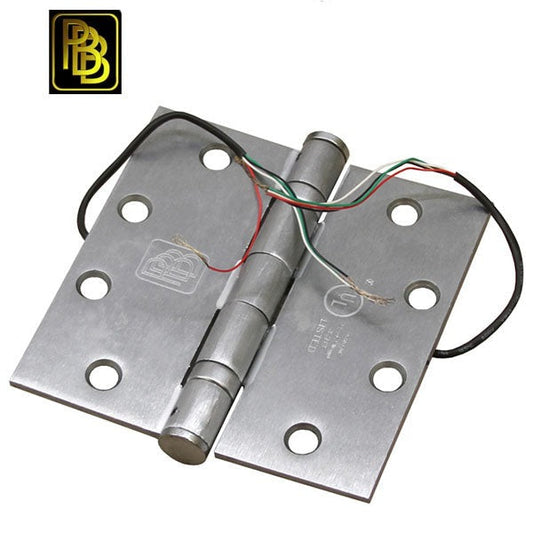 PBB - BB81-4545-E4-626 - Transfer Hinge - Full Mortise - Electric - Ball Bearing - 4-1/2" x 4-1/2" - 4 Wire - Satin Chrome