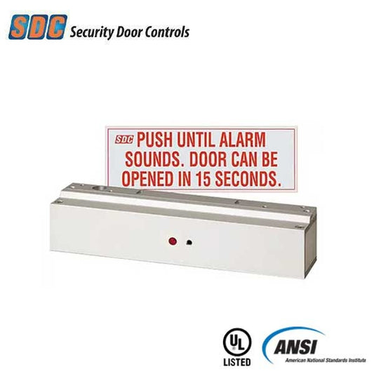 SDC - 1581S - Delayed Egress Single Mini Magnetic Lock - BOCA Code Compliant - Integrated - Surface Mount - 650lbs - 12/24VDC - Aluminum - Grade 1