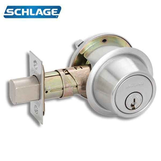 Schlage - B560P - Single Cylinder Deadbolt - Entrance - Satin Chrome - Schlage "C123" Keyway - Grade 2