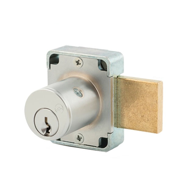 Olympus - 100M - Cabinet Door Deadbolt Lock - N Series National - MRI Series - Standard Bolt - Non Handed - 26D - Satin Chrome - 15/16" Cylinder - Optional Keying - Optional Barrel Length - Grade 1