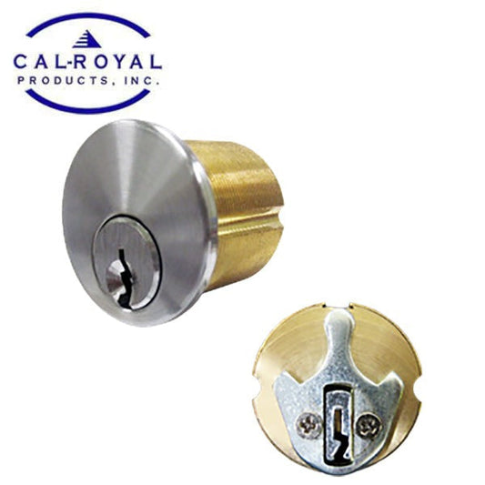 Cal-Royal - Mortise Cylinder - 6-Pin - For Schlage C - Cloverleaf Cam - 26D - Satin Chrome