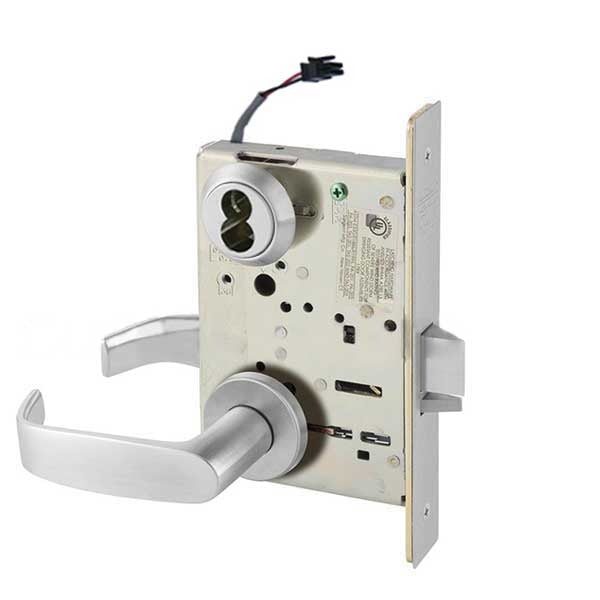 Sargent - 8271 - Electromechanical Mortise Lock - LN Rose / L Lever - Fail Secure - LFIC - 26D - Satin Chrome Plated - 24V - Grade 1