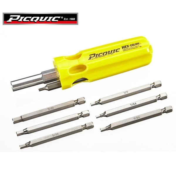PICQUIC - Hex Calibre - SAE Hex Keys - 7 Pcs - W/ 3/32", 7.64", 1/8", 9/64", 5/32", 3/16", 7/32"