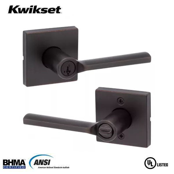 Kwikset - Lisbon Lever Set - Square Rose - Optional Finish - Keyed - SmartKey Technology Grade 2