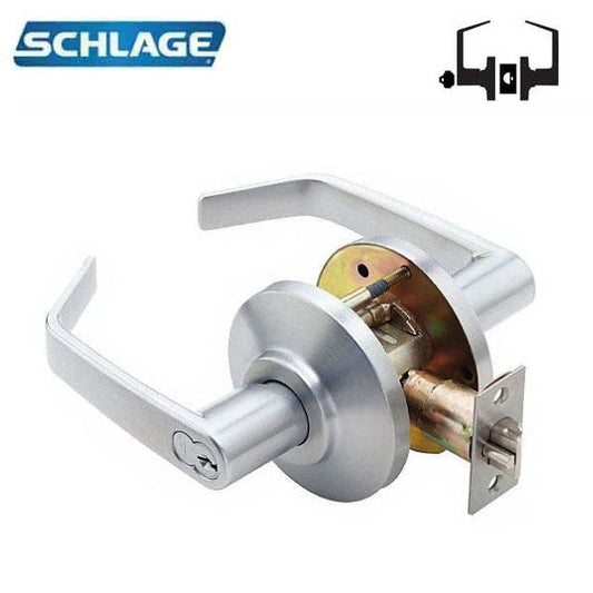 Schlage - ND70BDC - Commercial Lever Set - Classroom Lock - SFIC - Disposable Core - Satin Chrome - Rhode Lever - Fire Rated - Grade 1