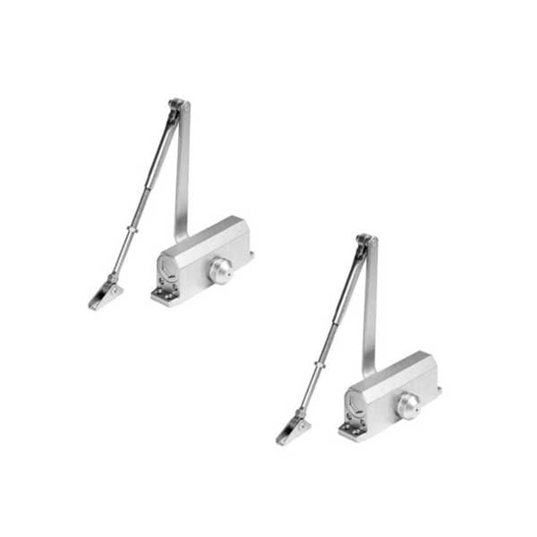 2 x Hydraulic Door Closer - PA Bracket/Regular/Top Jamb - Size 3 - Satin Nickel - Grade 1 (Bundle of 2)