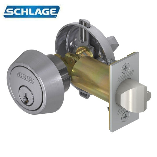 Schlage - B250P6 - Single Cylinder Deadlatch - Conventional 6-Pin Cylinder - 2-3/8" Backset - Satin Chrome Finish - Grade 2