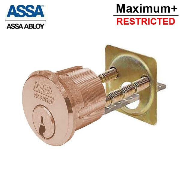 ASSA - Maximum+ Restricted - Mortise Cylinder - 1-1/8" - KA - Horizontal Tailpiece - Satin Bronze
