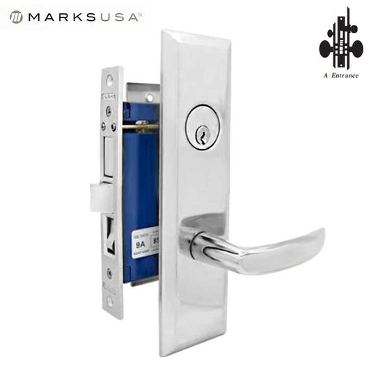 Marks USA - 9NY96A-26D - New York Mortise Lever Lock - 1-1/16” x 7-5/8” - 26D - Satin Chrome - Entrance - LH