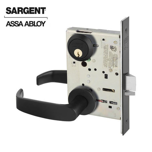 Sargent - 8204 - Mechanical Mortise Lock - LN Rose / L Lever - Storeroom - LFIC - BSP - Black Suede Powder Coat - Grade 1