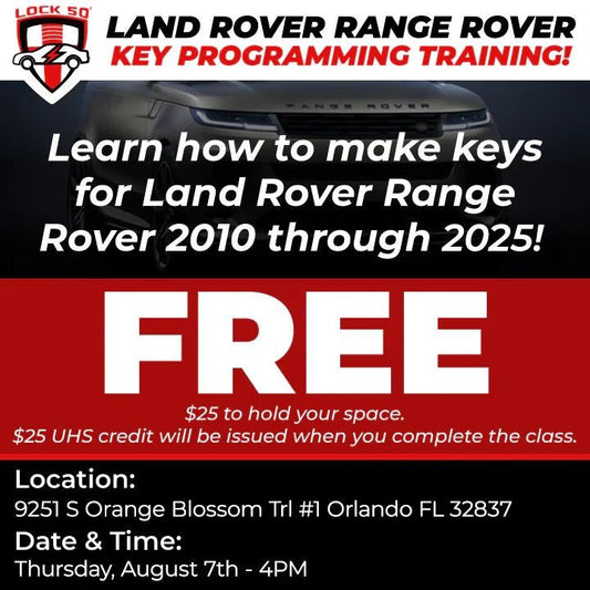 Hands-On Live In-Person Training - Lock 50 Jaguar Land Rover Key Programming Course - AKL and Alarm Mode (August 7th, 2025 - 4 PM - 6 PM EST)