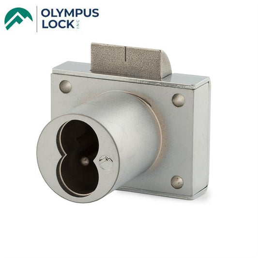 Olympus - L72 - SFIC Drawer Latch Lock - Less Cylinder - 1-1/4" Cylinder Length - Satin Chrome - Optional Keying