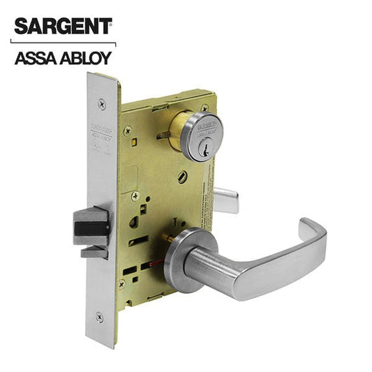 Sargent - 8204 - Mechanical Mortise Lock - LN Rose / L Lever - Storeroom - LFIC - 26D - Satin Chrome - Grade 1