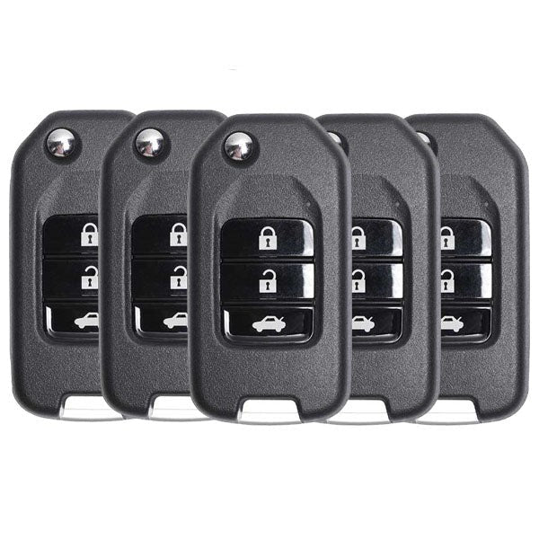 5 x Honda Style / 3-Button Universal Remote Flip Key for VVDI Key Tool (Wired) (Pack of 5)
