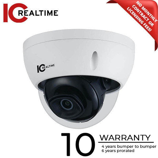 IC Realtime - IPMX-D40F-W1 / 4MP IP Indoor/Outdoor Small Size Vandal Dome Camera / Fixed 2.8mm Lens (103°) / POE Capable / Colored Starlight (ISniper+) / AI