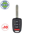 10 x 2014-2019 Honda / 4-Button Remote Head Key / PN: 35118-T7S-A00 / MLBHLIK6-1T (OEM Recase)