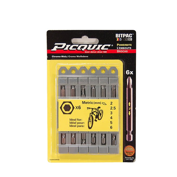 PICQUIC - Bitpac 95002 - Metric Allen Key Set - 2, 2.5, 3, 4, 5, 6 mm