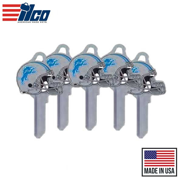 Ilco - NFL TeamKeys - Helmet Edition - Key Blank - Detroit Lions - KW1 (5 Pack)