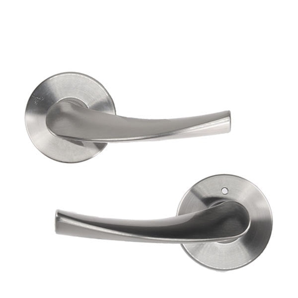 Contemporary Wave Lever Set - Passage - Round Rose - Satin Nickel - Grade 3