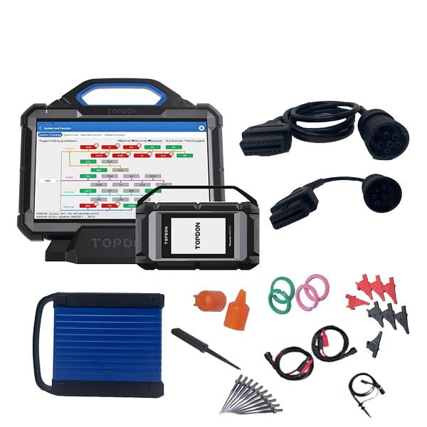 TOPDON - Phoenix Max Heavy Duty Kit - Advanced-Level Professional Diagnostic Tool with Scope, Heavy Duty Cables and One Year Of Heavy Duty Updates