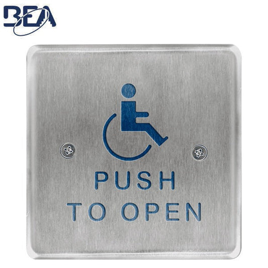 BEA - 10PBS451 - Square Push Plate - Square - 4.5 inch - Push to Open - Handicap Logo