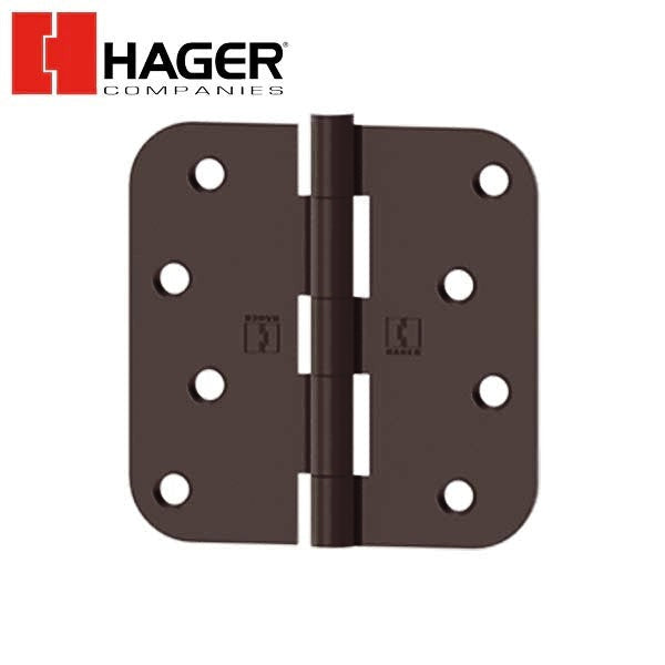 Hager - RC1841 - 5-Knuckle - Round Corner 5/8" Radius - Plain Bearing With Fasteners - 4" x 4" - Optional Finish