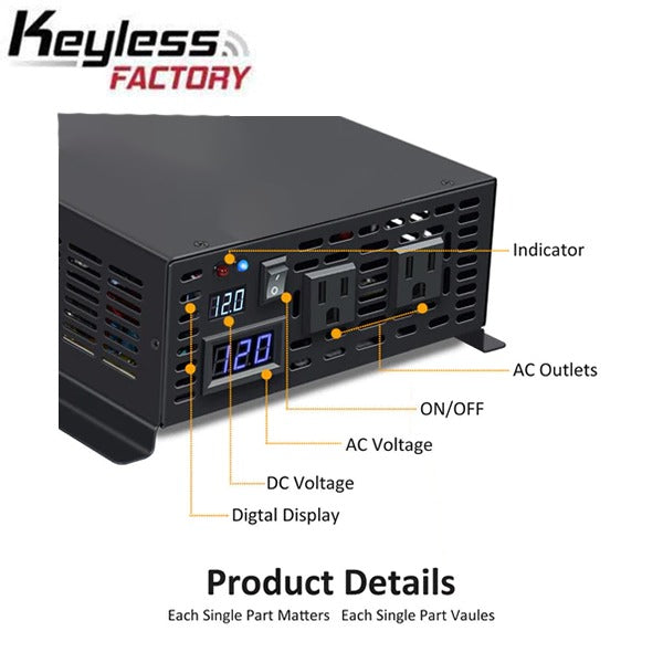 RBP - 12VDC - 1000 Watt Pure Sine Wave Inverter - DC to AC - No USB Ports - Optional Remote Control
