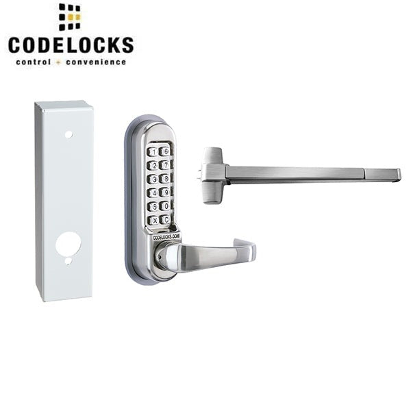 CodeLocks - CL500 Gate Box Kit - Mechanical Lock - Exit Trim with Panic Rim Exit Device Gate Box Kit - Optional Rim Size - Heavy Duty - Panic Access Kit - Stainless Steel
