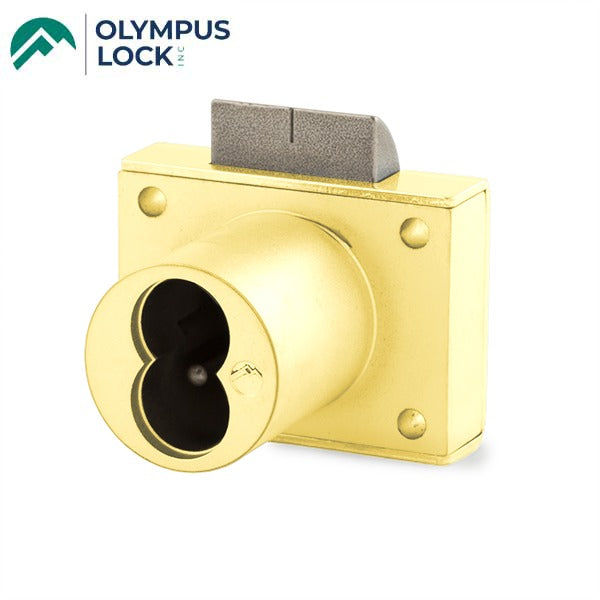Olympus - L72 - SFIC Drawer Latch Lock - Less Cylinder - 1-1/4" Cylinder Length - Polished Brass - Optional Keying