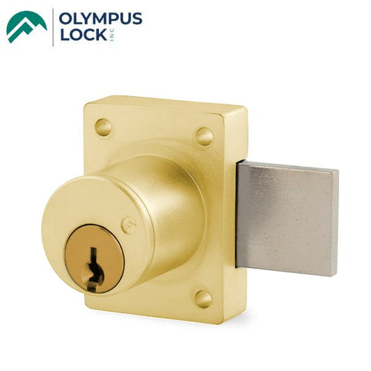 Olympus - 700S - Cabinet Door Deadbolt Lock - S Series Schlage C Keyway - Optional Cylinder Length - Polished Brass - Optional Keying - Grade 1