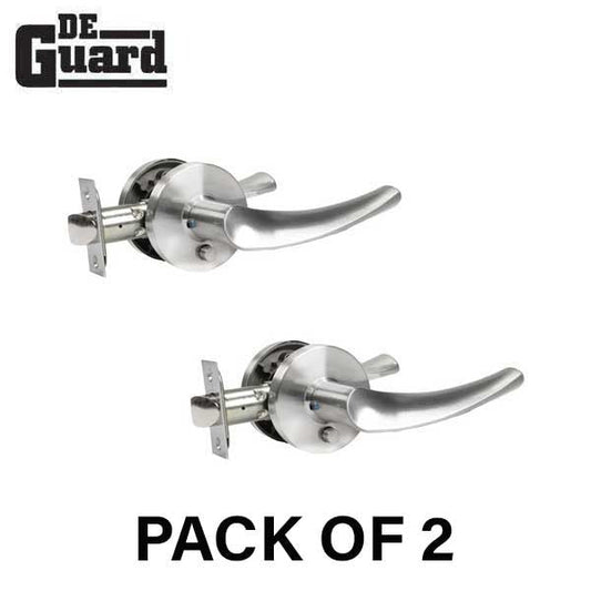 2 x Contemporary Wave Lever Set - Privacy - Round Rose - Satin Nickel - Grade 3 (Bundle of 2)