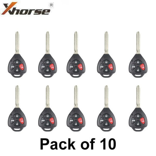 10 x Xhorse - Toyota Style / 4-Button Universal Remote Head Key for VVDI Key Tools (Wired) (Pack of 10) (Replacement For XKTO02EN)