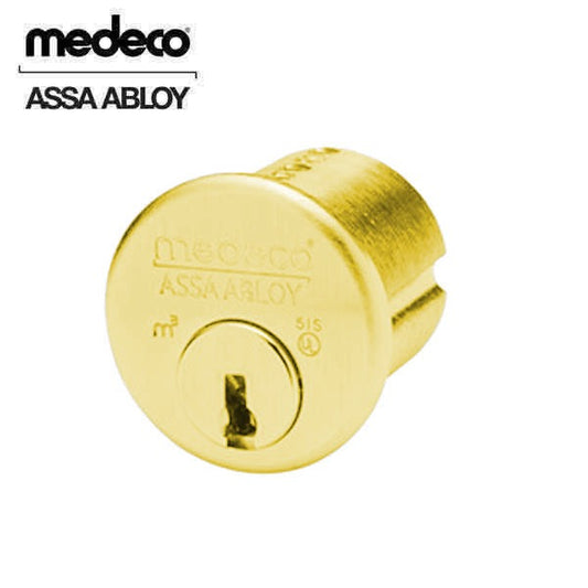 Medeco - 10T5200 - M3 Biaxial - 6-Pin - 1-1/2" Mortise Cylinder - Z02 Adams Rite Cam - DL Keyway Uncombinated - 05 - Bright Brass - Grade 1
